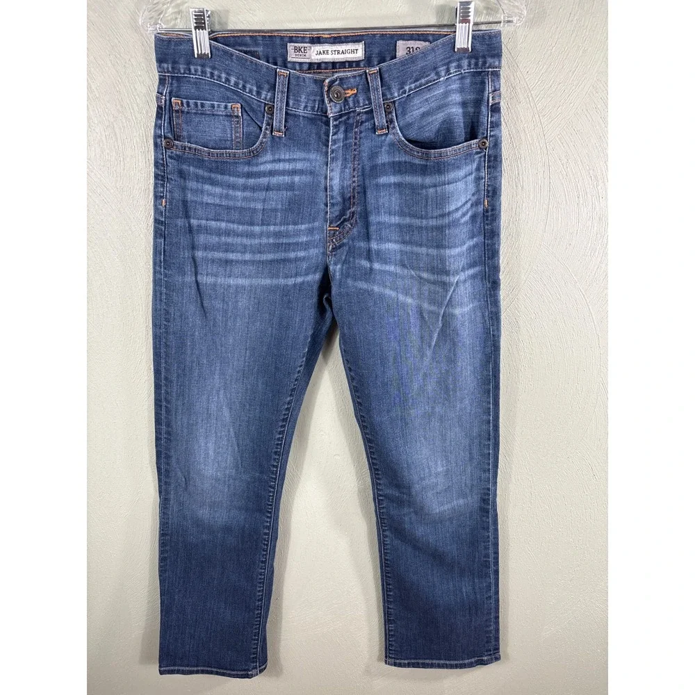 BKE Jake Straight Men's Size 31S Straight Leg Blue Medium Wash Denim Pants Jeans